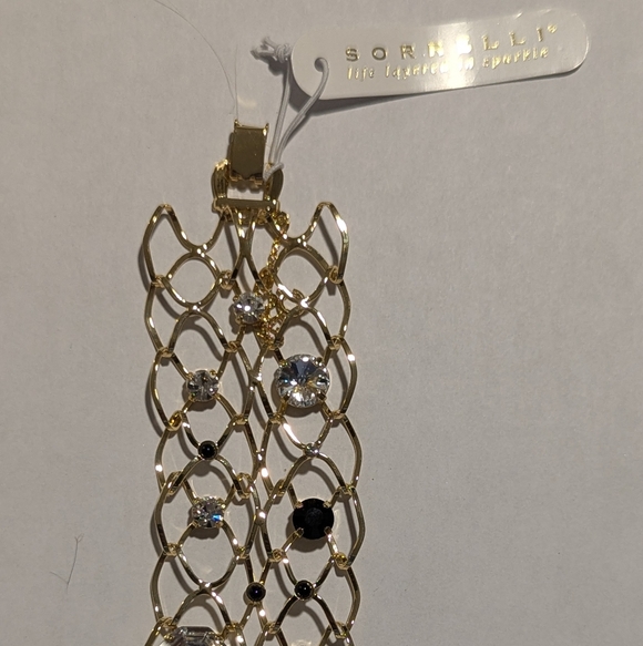 Sorrelli Gold Bracelet with Black and Crystal Accent Stones - Picture 4 of 9